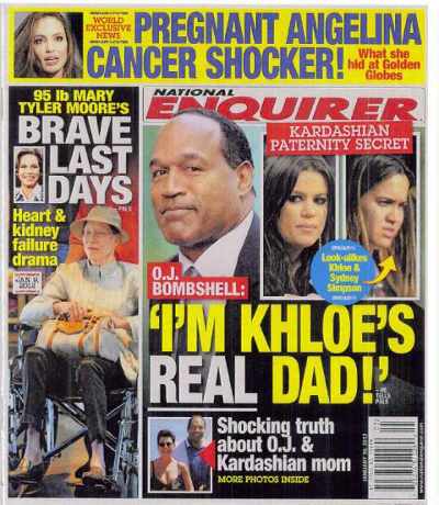 OJ Simpson Khloe Kardashian Dad National Enquirer real father of Khloe Kardashian, whos yo daddy!